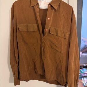 Vintage Liz Claiborne 100% Silk Tan Shirt